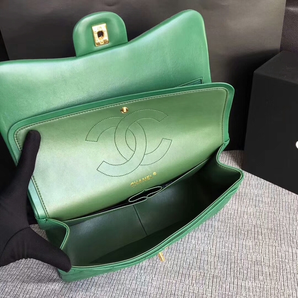 Chanel Flap Shoulder Bags Green Original Lambskin Leather CF1113 Glod