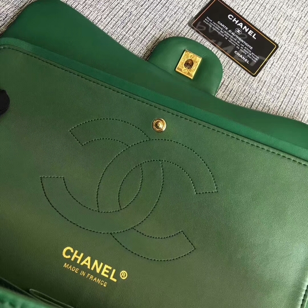 Chanel Flap Shoulder Bags Green Original Lambskin Leather CF1113 Glod