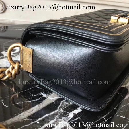 Boy Chanel Top Handle Flap Bag Original Leather A91881 Black