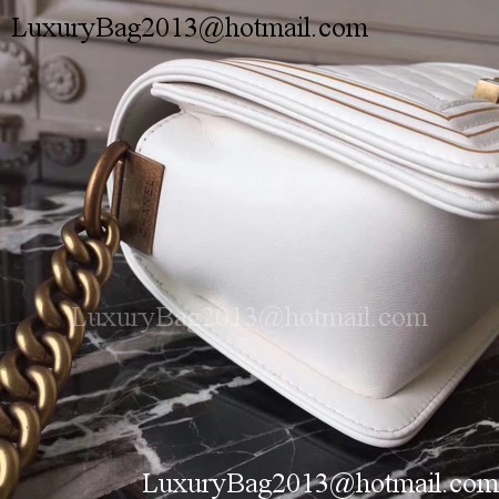 Boy Chanel Top Handle Flap Bag Original Leather A91881 OffWhite