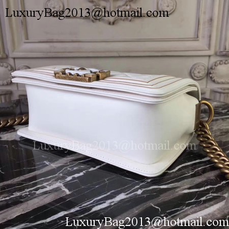 Boy Chanel Top Handle Flap Bag Original Leather A91881 OffWhite