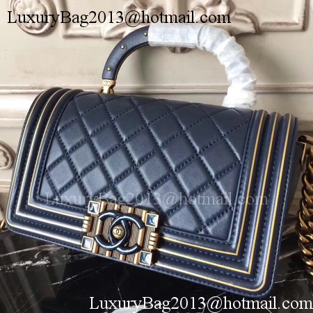 Boy Chanel Top Handle Flap Bag Original Leather A91881 Royal