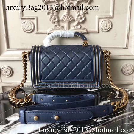 Boy Chanel Top Handle Flap Bag Original Leather A91881 Royal