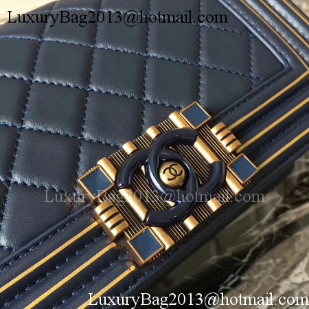 Boy Chanel Top Handle Flap Bag Original Leather A91881 Royal