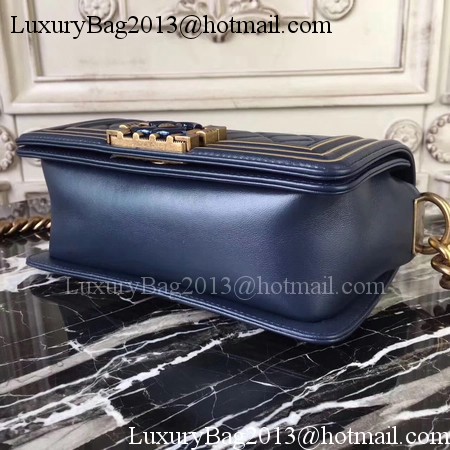 Boy Chanel Top Handle Flap Bag Original Leather A91881 Royal