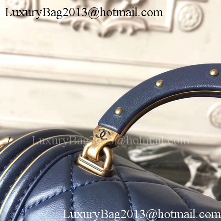 Boy Chanel Top Handle Flap Bag Original Leather A91881 Royal