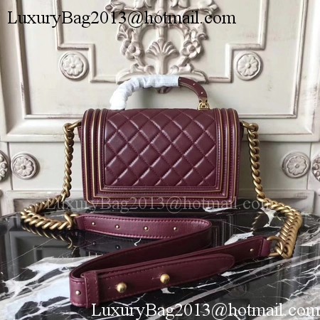 Boy Chanel Top Handle Flap Bag Original Leather A91881 Wine