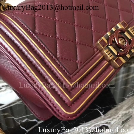 Boy Chanel Top Handle Flap Bag Original Leather A91881 Wine