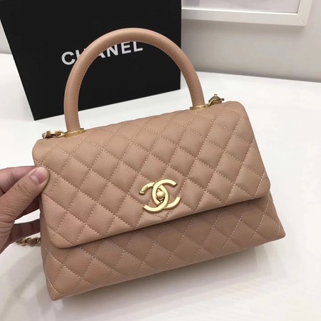 Chanel Classic Top Handle Bag Apricot Original Leather A92991 Gold