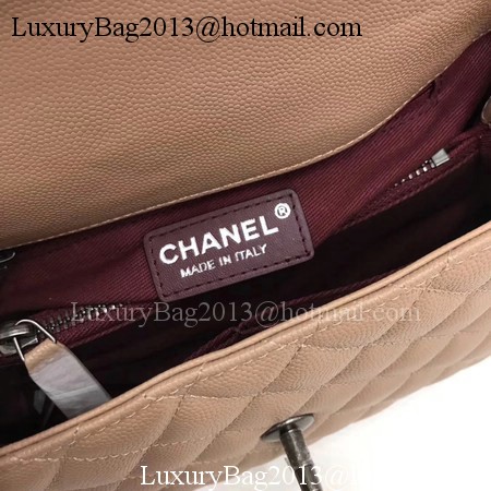 Chanel Classic Top Handle Bag Apricot Original Leather A92991 Silver