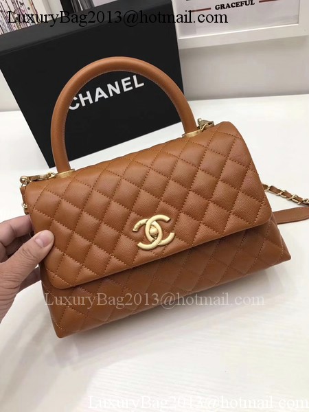 Chanel Classic Top Handle Bag Brown Original Leather A92991 Gold