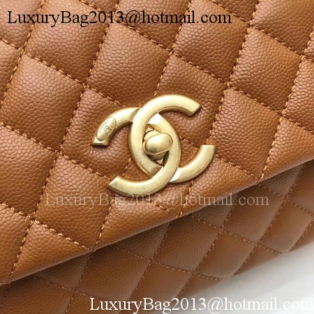 Chanel Classic Top Handle Bag Brown Original Leather A92991 Gold