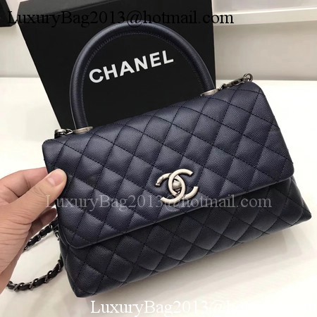 Chanel Classic Top Handle Bag Royal Original Leather A92991 Silver