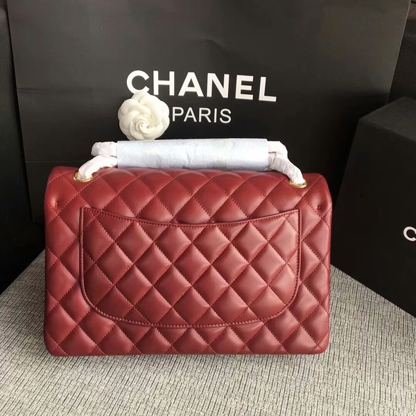 Chanel Flap Shoulder Bags Dark Red Original Lambskin Leather CF1113 Glod