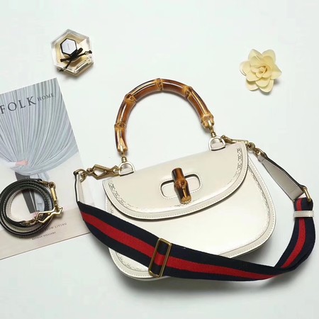 Gucci Bamboo Classic Leather Top Handle Bag 495880 OffWhite