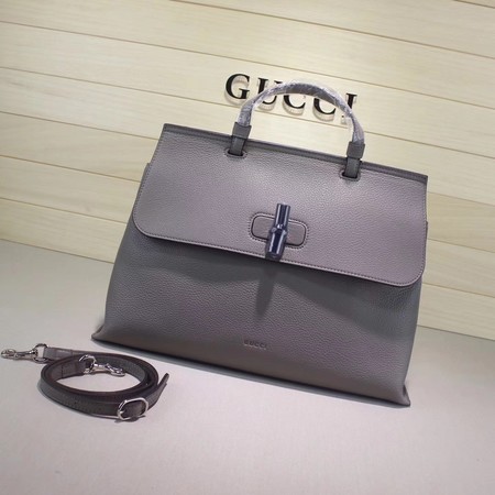 Gucci Bamboo Daily Leather Top Handle Bags 370830 Grey