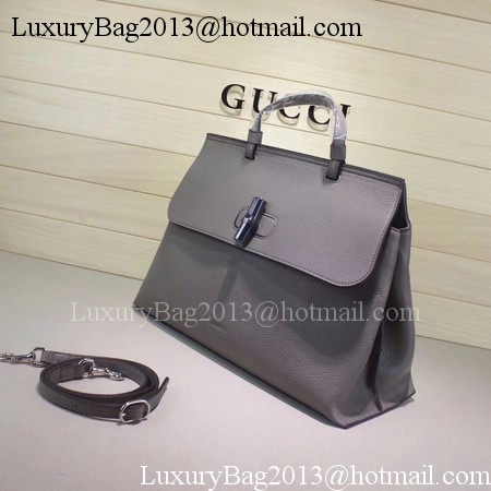 Gucci Bamboo Daily Leather Top Handle Bags 370830 Grey