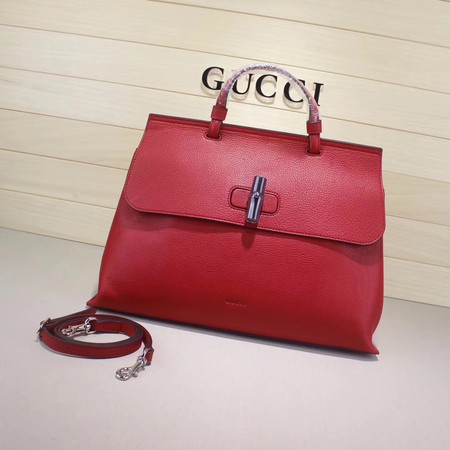 Gucci Bamboo Daily Leather Top Handle Bags 370830 Red