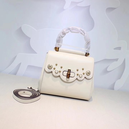 Gucci Bamboo Leather Top Handle Bag 476448 OffWhite