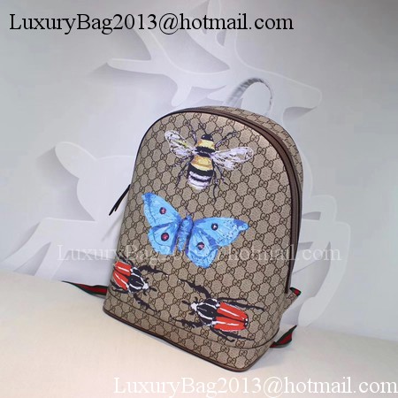 Gucci Butterfly print GG Supreme Backpack 419584 Brown