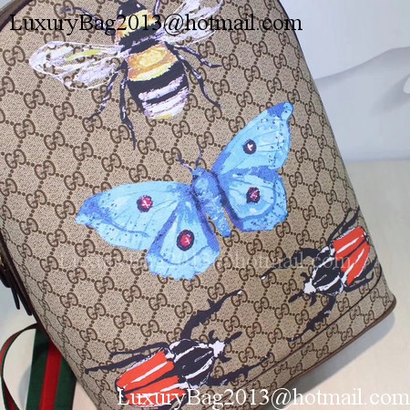 Gucci Butterfly print GG Supreme Backpack 419584 Brown