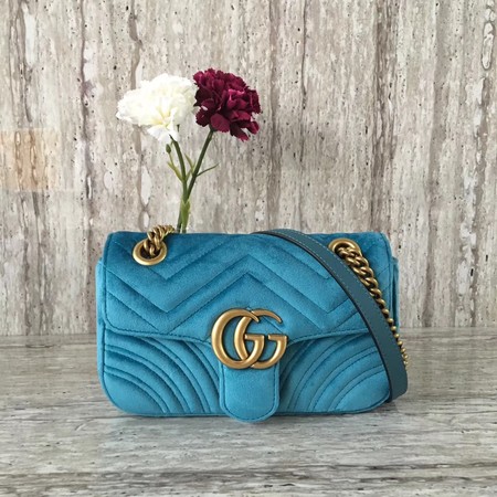 Gucci GG Marmont Chevron Velvet mini Bag 446744 Blue