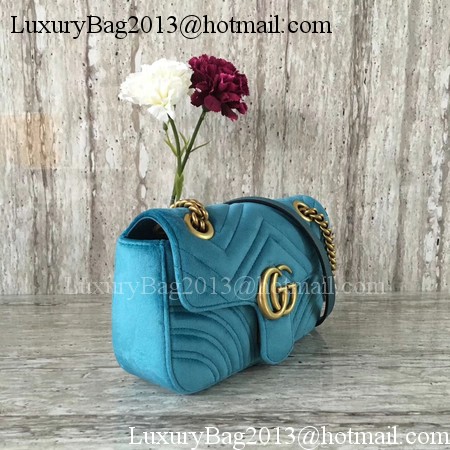 Gucci GG Marmont Chevron Velvet mini Bag 446744 Blue