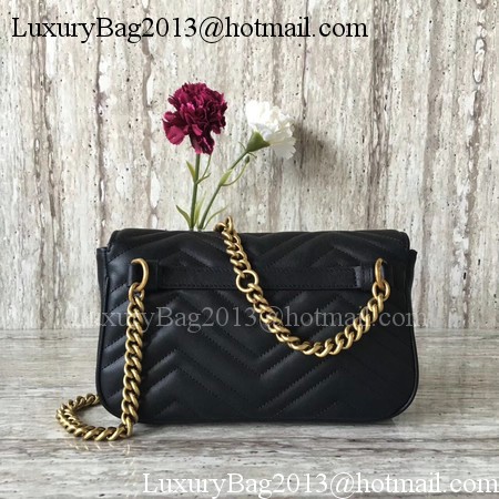 Gucci GG Marmont Matelasse Shoulder Bag 443497 Black