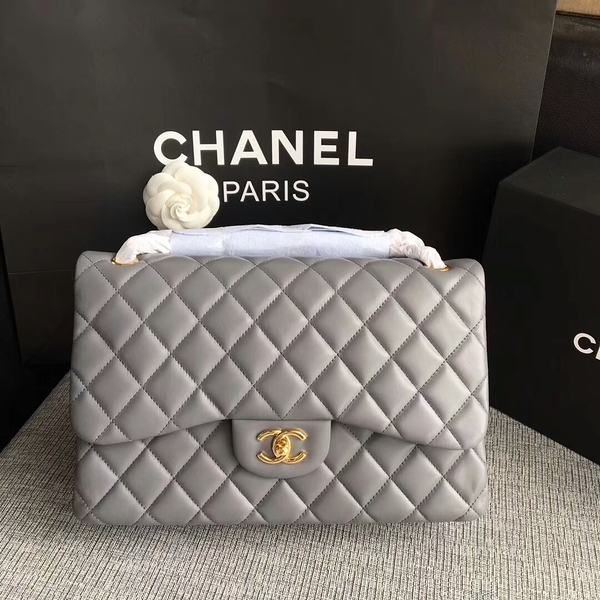 Chanel Flap Shoulder Bags Grey Original Lambskin Leather CF1113 Glod