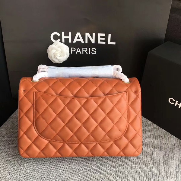 Chanel Flap Shoulder Bags Orange Original Lambskin Leather CF1113 Glod