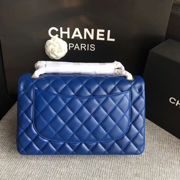 Chanel Flap Shoulder Bags Blue Original Lambskin Leather CF1113 Glod