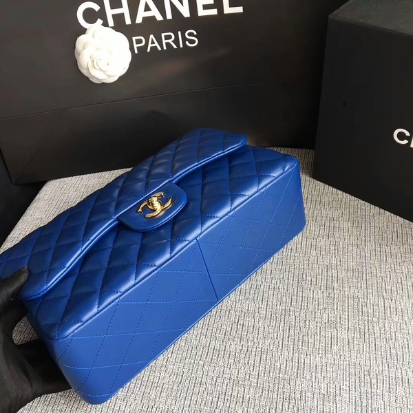 Chanel Flap Shoulder Bags Blue Original Lambskin Leather CF1113 Glod