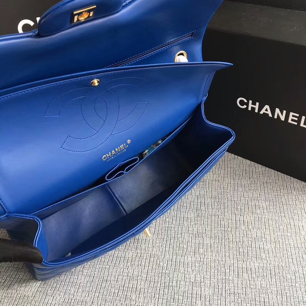 Chanel Flap Shoulder Bags Blue Original Lambskin Leather CF1113 Glod