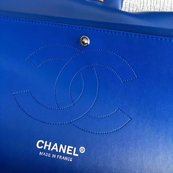 Chanel Flap Shoulder Bags Blue Original Lambskin Leather CF1113 Silver