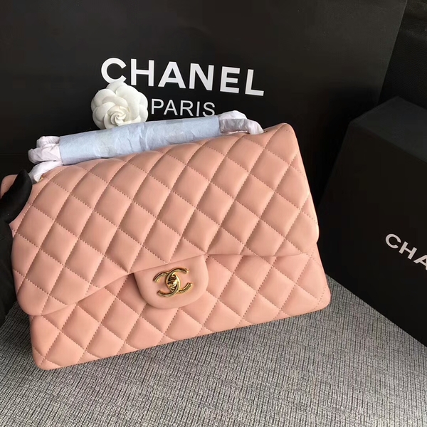 Chanel Flap Shoulder Bags Light Pink Original Lambskin Leather CF1113 Glod