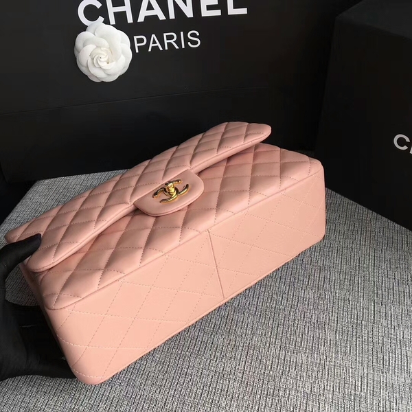 Chanel Flap Shoulder Bags Light Pink Original Lambskin Leather CF1113 Glod