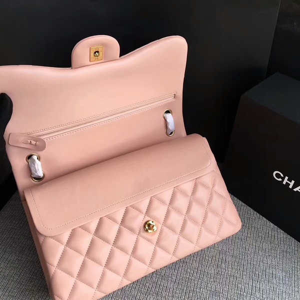 Chanel Flap Shoulder Bags Light Pink Original Lambskin Leather CF1113 Glod