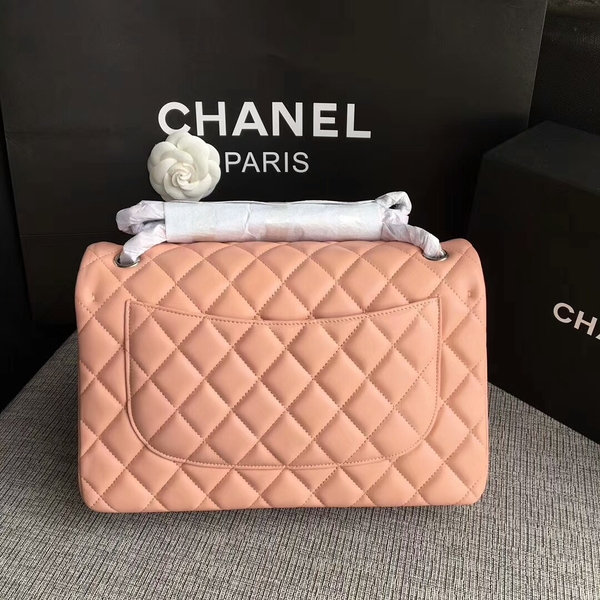 Chanel Flap Shoulder Bags Light Pink Original Lambskin Leather CF1113 Silver