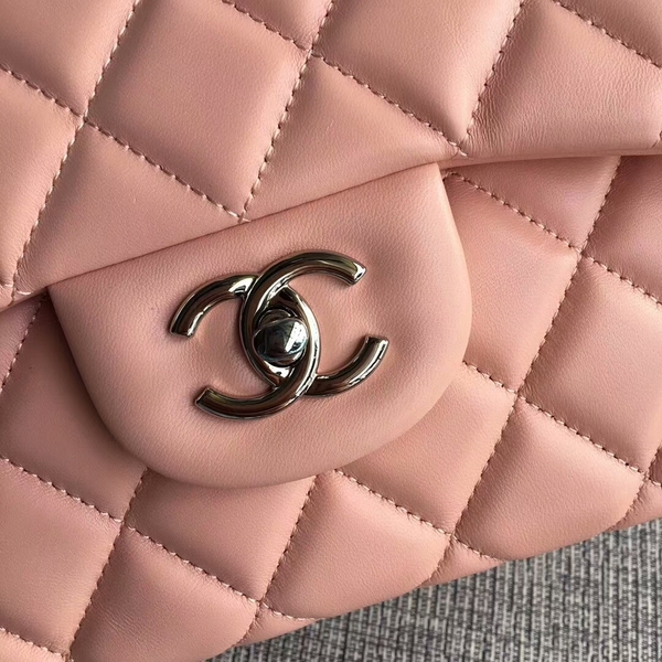 Chanel Flap Shoulder Bags Light Pink Original Lambskin Leather CF1113 Silver