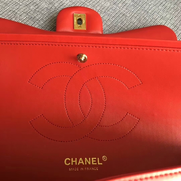 Chanel Flap Shoulder Bags Red Original Lambskin Leather CF1113 Glod