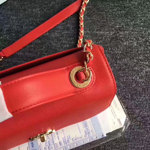 Chanel Original Calfskin Leather Shoulder Bag 8124 Red