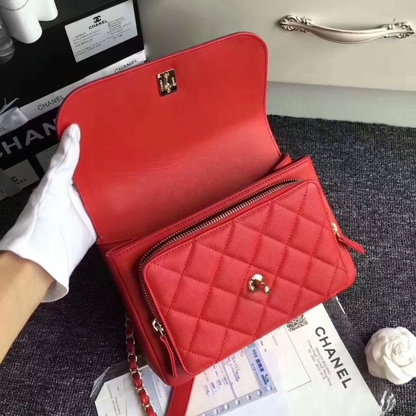 Chanel Original Calfskin Leather Shoulder Bag 8124 Red