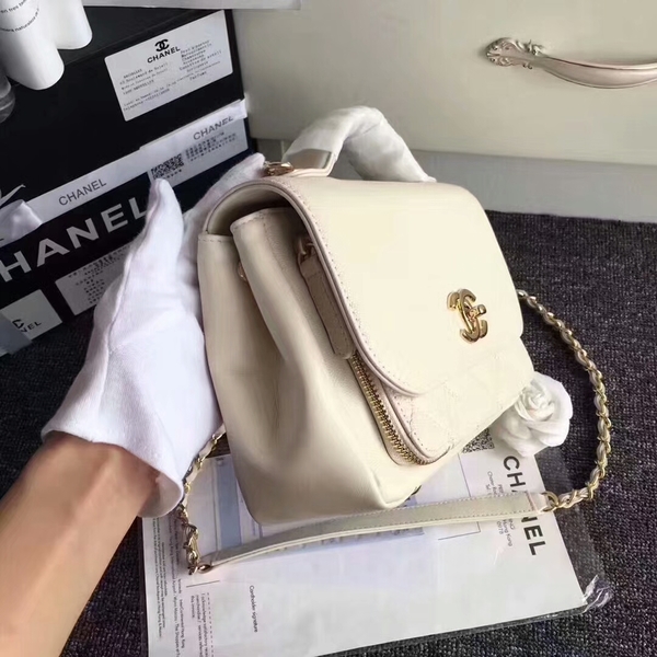 Chanel Original Calfskin Leather Shoulder Bag 8124 White