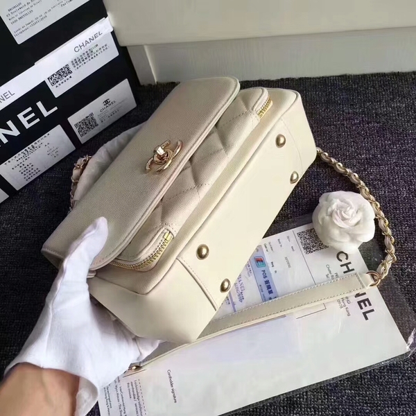 Chanel Original Calfskin Leather Shoulder Bag 8124 White