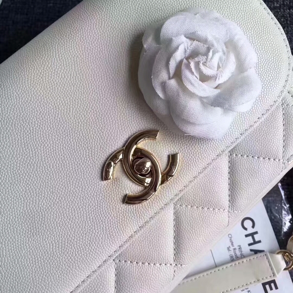 Chanel Original Calfskin Leather Shoulder Bag 8124 White