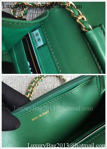 Chanel WOC Green Camellia Leather mini Flap Bag A33814 Gold