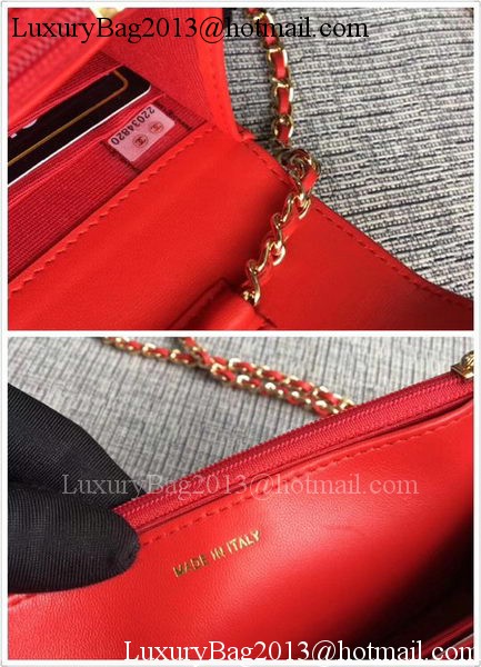 Chanel WOC Red Camellia Leather mini Flap Bag A33814 Gold