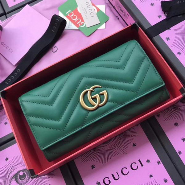 Gucci GG Marmont Continental Wallet 443436 Green