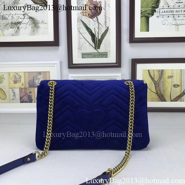 Gucci GG Marmont Embroidered Velvet Bag 443496 Blue