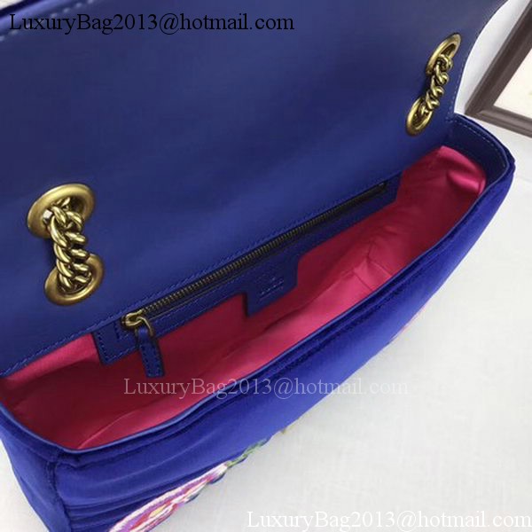 Gucci GG Marmont Embroidered Velvet Bag 443496 Blue